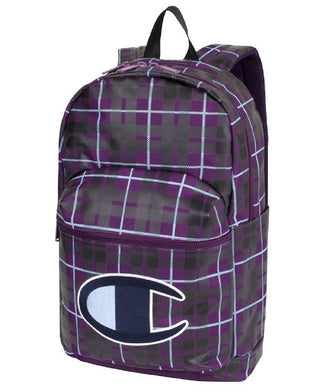 Champion Men's Plaid Zip Backpack Bag -Purple-Size Regular