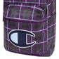 Champion Men's Plaid Zip Backpack Bag -Purple-Size Regular