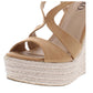 XOXO Womens Sabeen Suede Open Toe Casual Ankle Strap Sandals, Sand, Size 10
