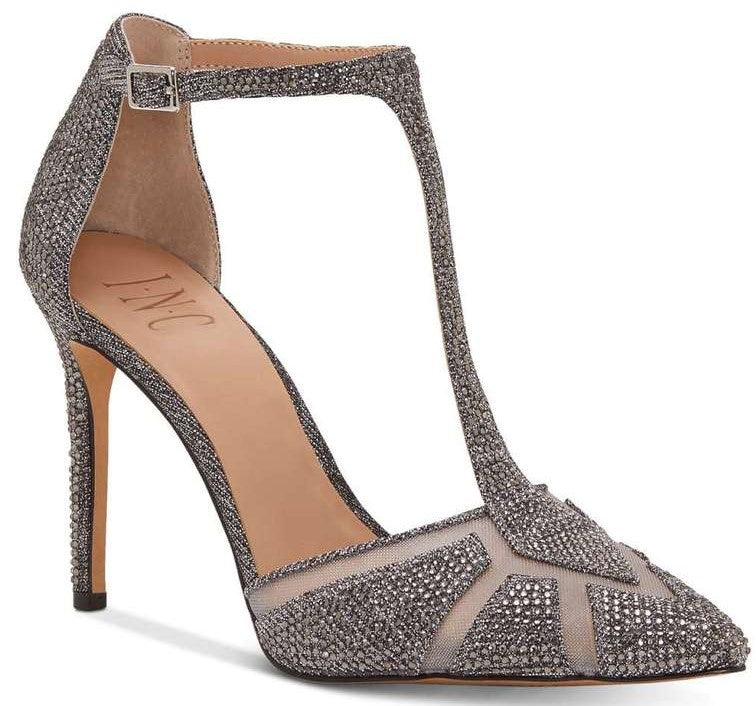 INC International Concepts Women's Karsyn Pointed Toe Ankle Strap Classic Pumps Gray Size 10 M