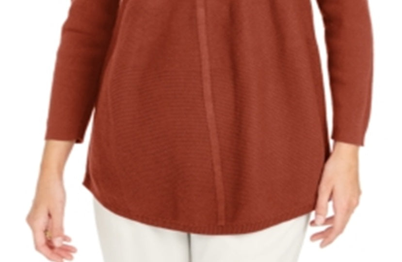 Style & Co Women's Knit Mixed Stitch Tunic Orange Size Large