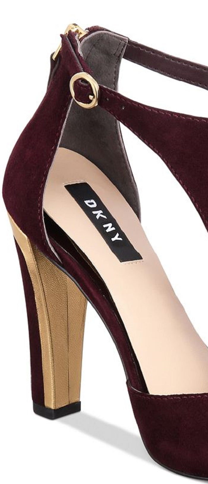 DKNY Women's Colby Leather Open Toe T-Strap Classic Pumps Red Size 9.5