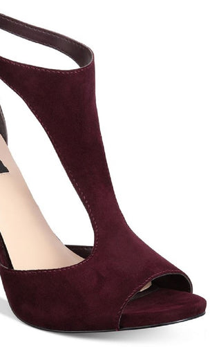 DKNY Women's Colby Leather Open Toe T-Strap Classic Pumps Red Size 9.5