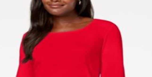 Karen Scott Women's Cotton Scoop-Neck Top Red Size Large