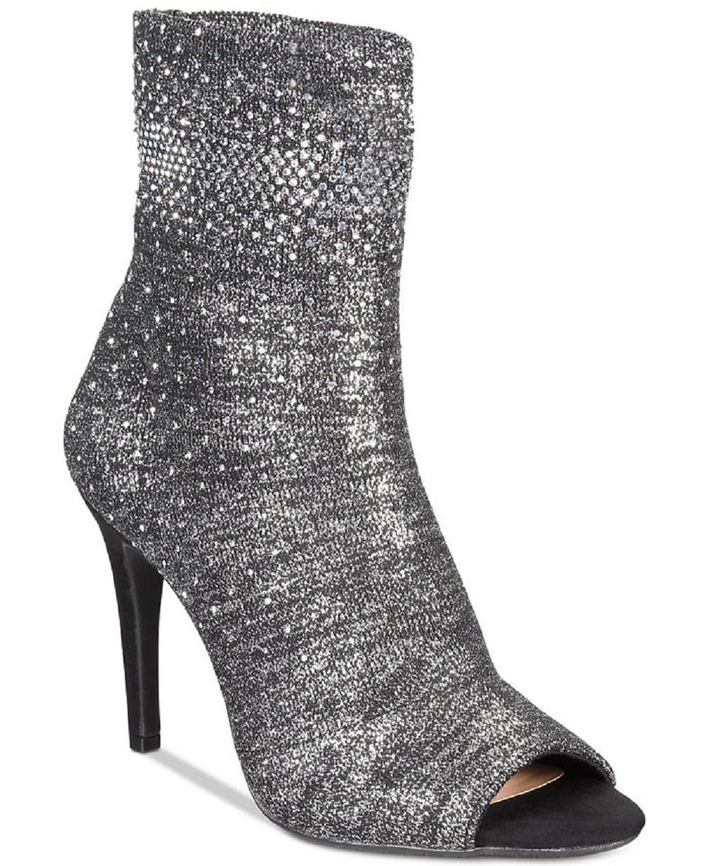 INC International Concepts Women's Rielee Fabric Peep Toe Mid Calf Boots Gray Size 8 M