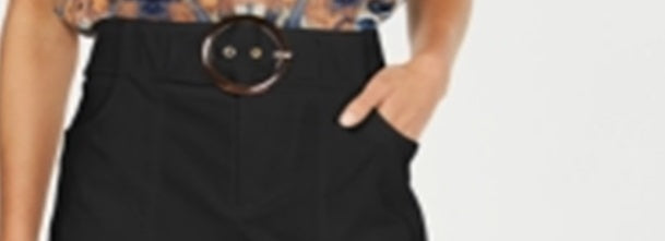 INC International Concepts Women's Belted Shorts Black Size 2