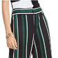 INC International Concepts Women's Zippered Striped Wide Leg Pants Black Size 2