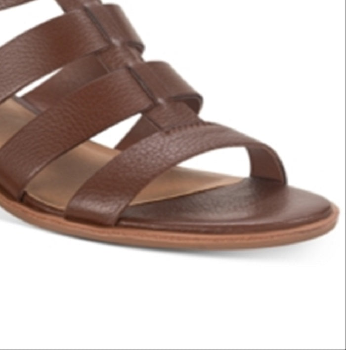 American Rag Women's Sonia Suede Peep Toe Casual Ankle Strap Sandals Brown Size 9.5M