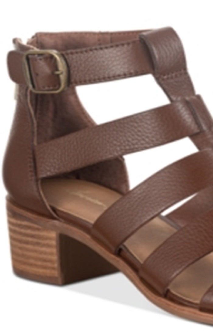 American Rag Women's Sonia Suede Peep Toe Casual Ankle Strap Sandals Brown Size 9.5M