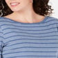Karen Scott Women's Cotton Striped Vented Hem Top Blue Size X-Large