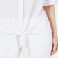 Alfani Women's Lace Inset Tie Front Top White Size Petite S