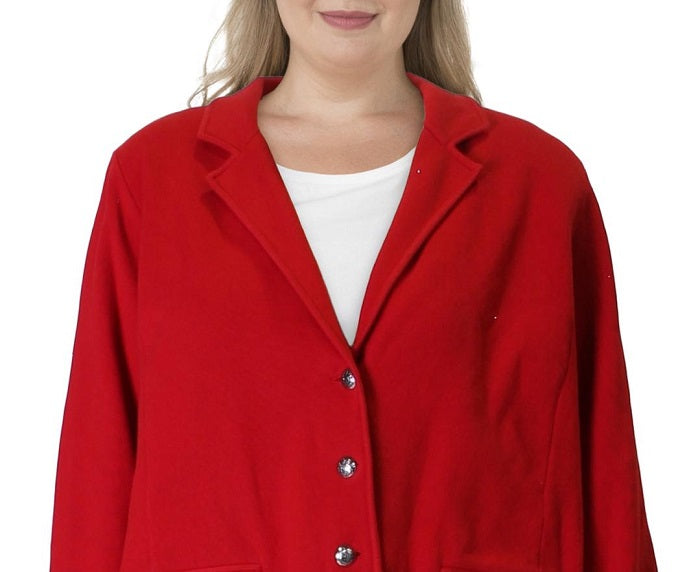 Ralph Lauren Women's Plus Sweater Knit Blazer Red Size 1X