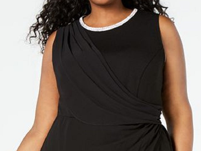 MSK Women's Plus Embellished Draped Party Dress Black Size -22W