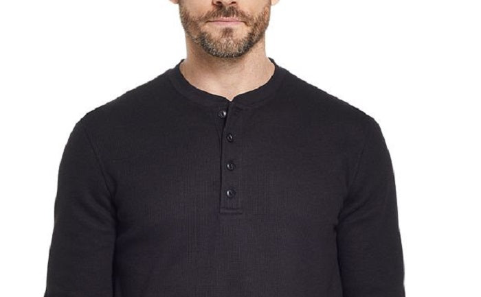 Weatherproof Vintage Men's Waffle Knit Henley Black Size Small