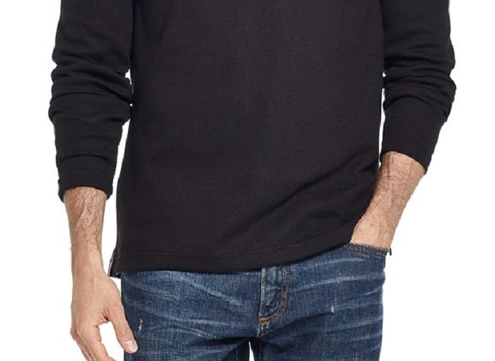 Weatherproof Vintage Men's Waffle Knit Henley Black Size Small