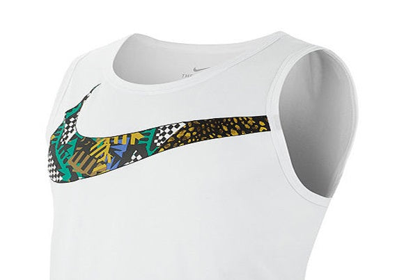 Nike Men's Dri Fit Swoosh Standard Fit Training Tank Top White Size Small