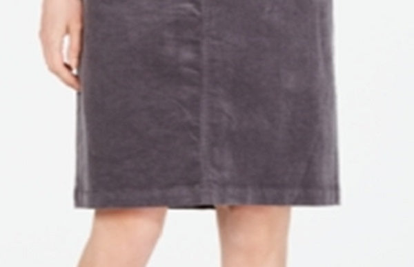 Charter Club Women's Corduroy Tummy Control Skirt Gray Size 10