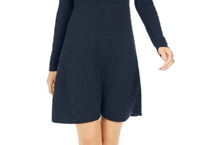 Style & Co Women's Ribbed Sweater Dress Blue Size PP