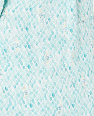 Charter Club Women's Plus Printed Button Front Roll Tab Sleeve Linen Top Blue Size 4X