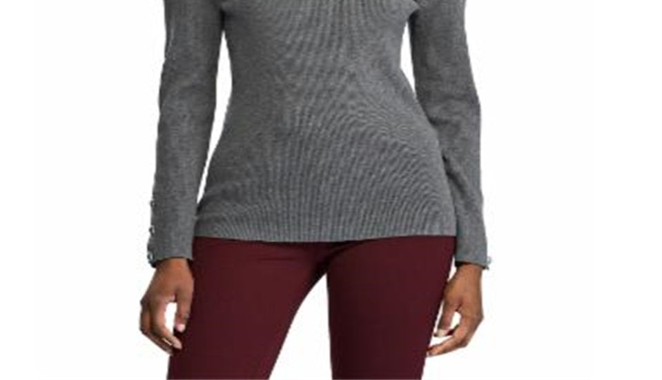Ralph Lauren Women's Puff Sleeve Boat Neck Sweater Gray Size Small