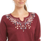 Style & Co Women's Embroidered Split Neck Cotton Thermal Top Brown Size XX-Large