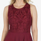 Speechless Women's Embroidered Zippered Sleeveless Jewel Neck Short Ruffled Dress Red Size Medium