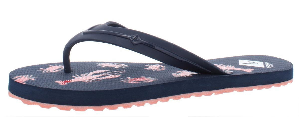 Sperry Women's Warf Lobster Print Slides Flip Flops Pink Size 10 M