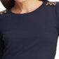 Ralph Lauren Women's Suede Detail Waffle Knit Top Purple Size Petite M