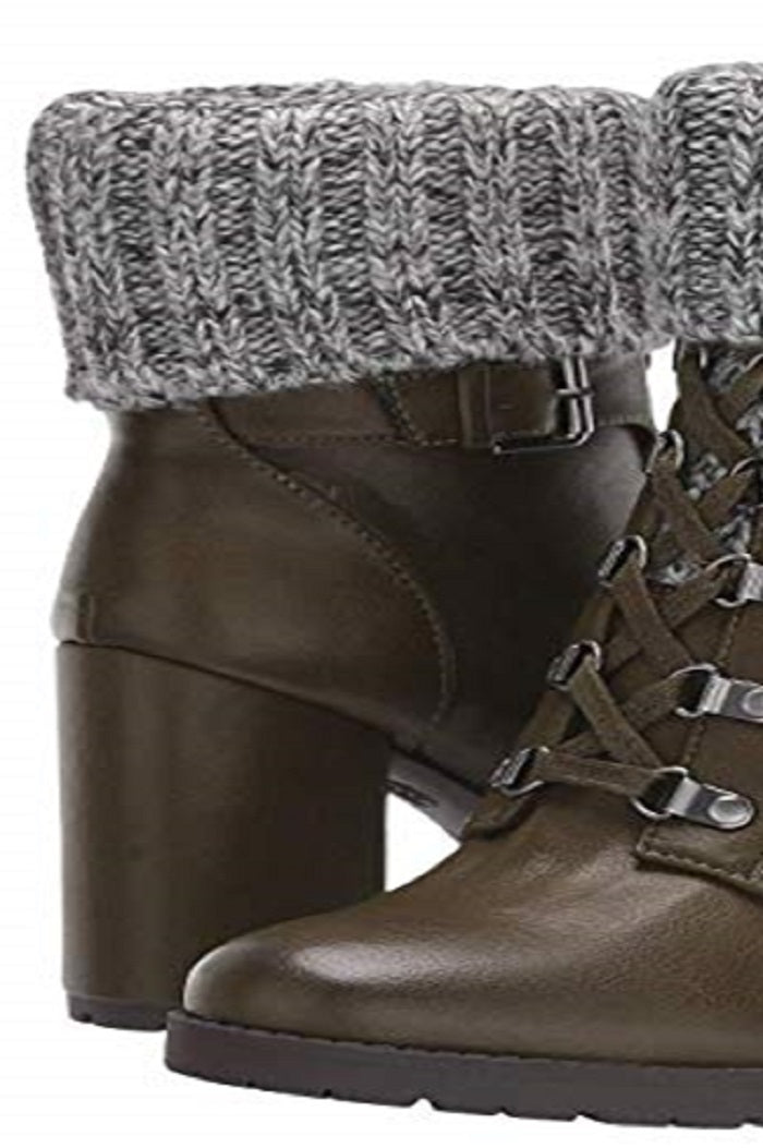Circus By Sam Edelman Women's Calgary Faux Leather Lace up Motorcycle Boots Green Size 9M