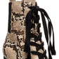 Steve Madden Women's Round Toe Block Heel Lace up Leather Hiking Boots Beige Size 9