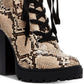 Steve Madden Women's Round Toe Block Heel Lace up Leather Hiking Boots Beige Size 9