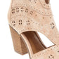 Sugar Women's Studded Cushioned Perforated Viveca Almond Toe Block Heel Zip up Booties Beige Size 8 M