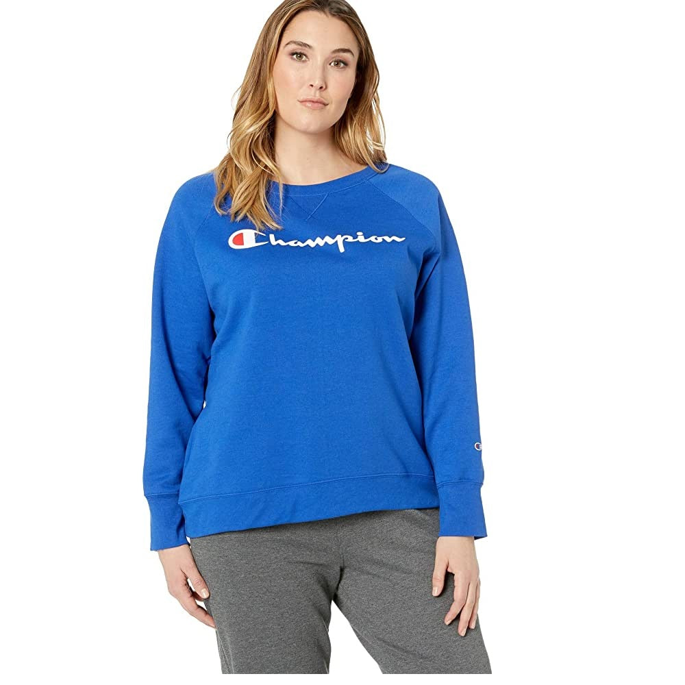 Champion Women's Fleece Crew Sweatshirt Sweater Blue Size XX-Large