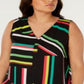 BAR III Womens Striped Sleeveless V Neck Tank Top Black Size XXXL