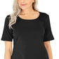 Karen Scott Women's Cotton Crochet Front Top Black Size Small
