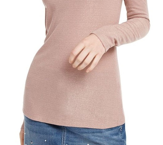 INC International Concepts Women's Shimmer Turtleneck Pink Size Medium