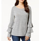 Style & Co Women's Tiered-Sleeve Top  White Size 2XL