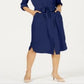Alfani Women's 3/4 Sleeve Belted Shirtdress Blue Size 4 Petite
