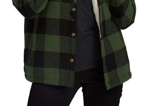 Volcom Women's Plaid About You Long Sleeve Shirt Green Size Large