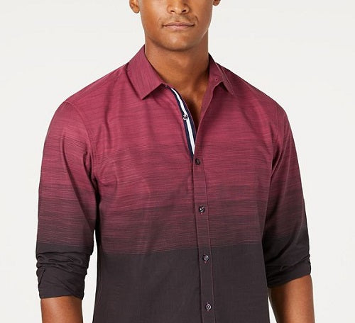 INC Men's Freddie Cotton Collared Button-Down Shirt Pink Size Medium