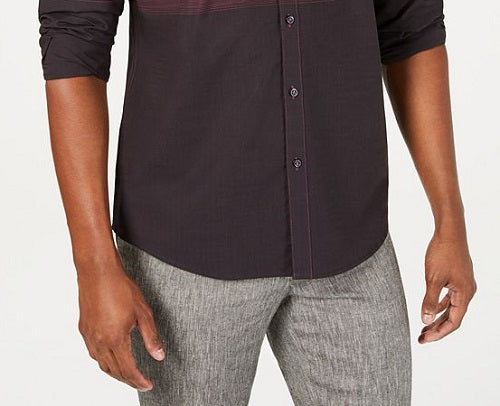 INC Men's Freddie Cotton Collared Button-Down Shirt Pink Size Medium