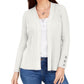 JM Collection Women's Ribbed Button Sleeve Cardigan White Size X-Large