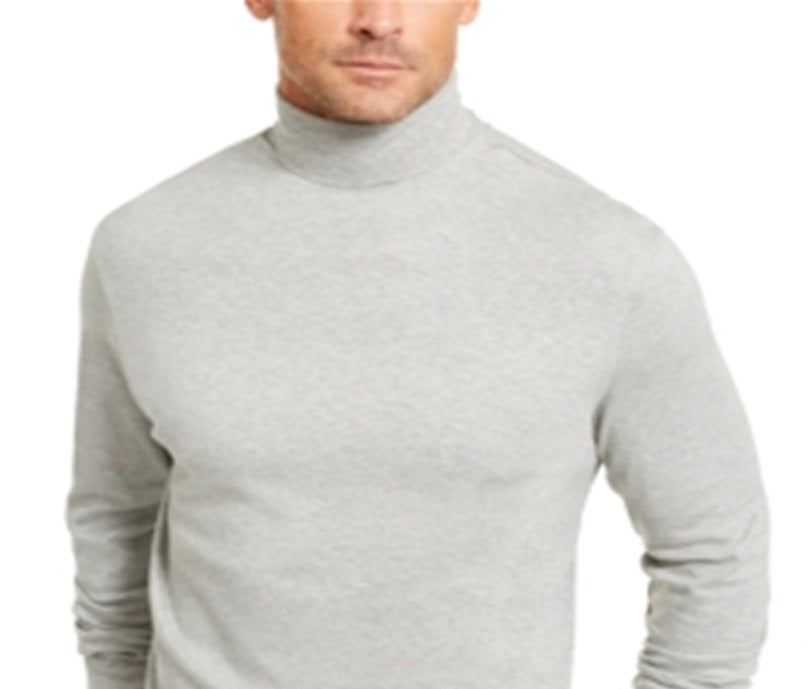 Club Room Men's Solid Turtleneck Shirt Gray Size Small