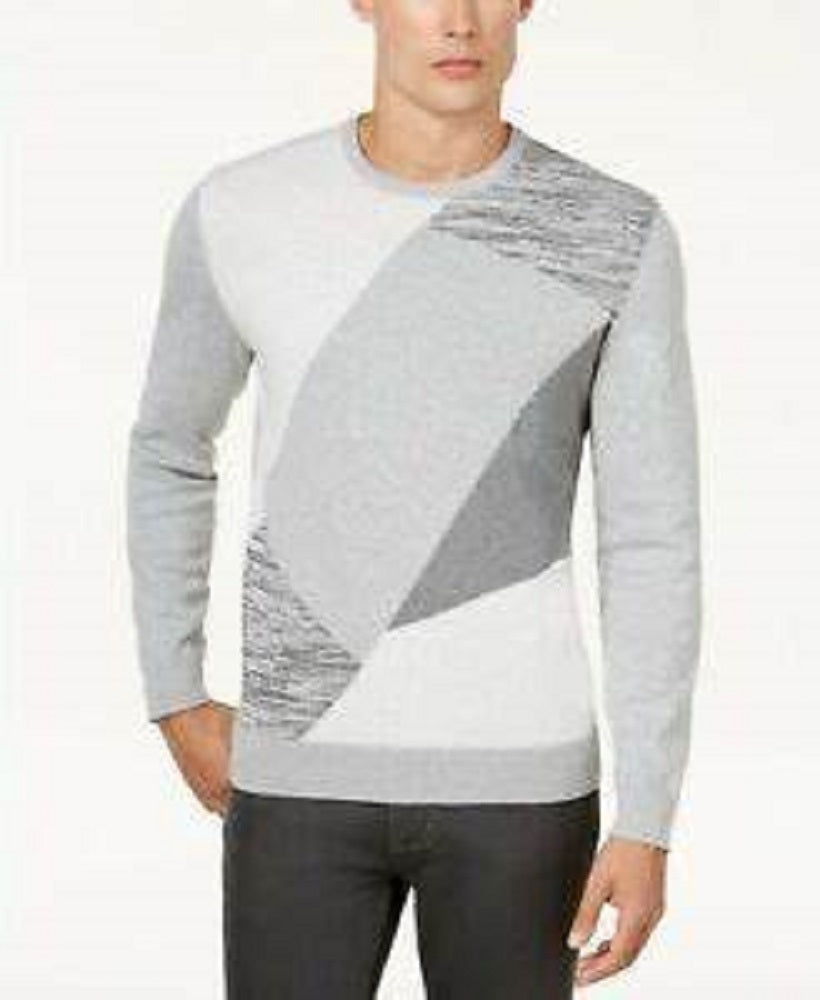 Alfani Men's Angled Colorblocked Pullover Sweater Gray Size X-Large