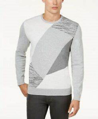 Alfani Men's Angled Colorblocked Pullover Sweater Gray Size X-Large
