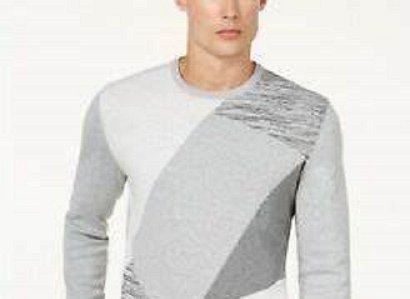Alfani Men's Angled Colorblocked Pullover Sweater Gray Size X-Large