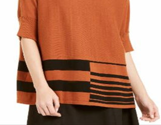 Alfani Women's Printed Poncho Sweater Brown Size 2XL