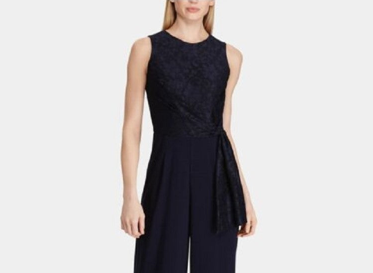 Ralph Lauren Women's Toki Lace Sleeveless Jumpsuit Blue Size 12