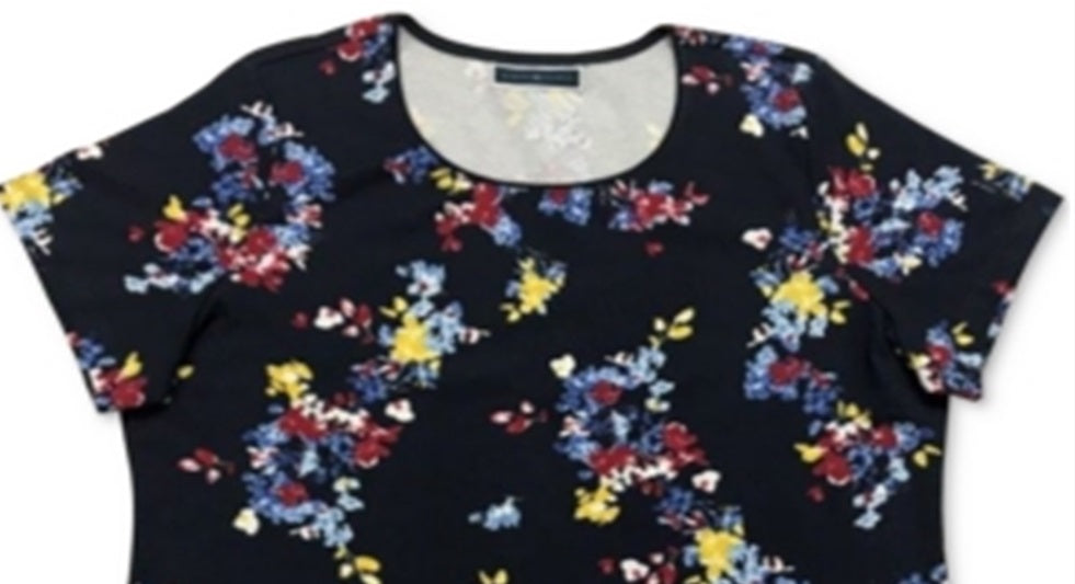 Karen Scott Women's Printed Scoop Neck Top Blue Size Large