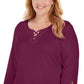 Karen Scott Women's Plus Cotton Crisscross Trim Top Purple Size 3XL